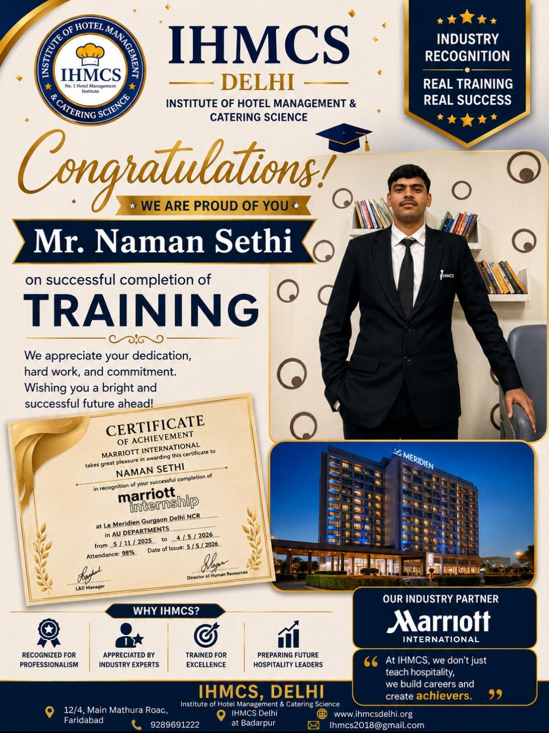 Hospitality Star Certificate