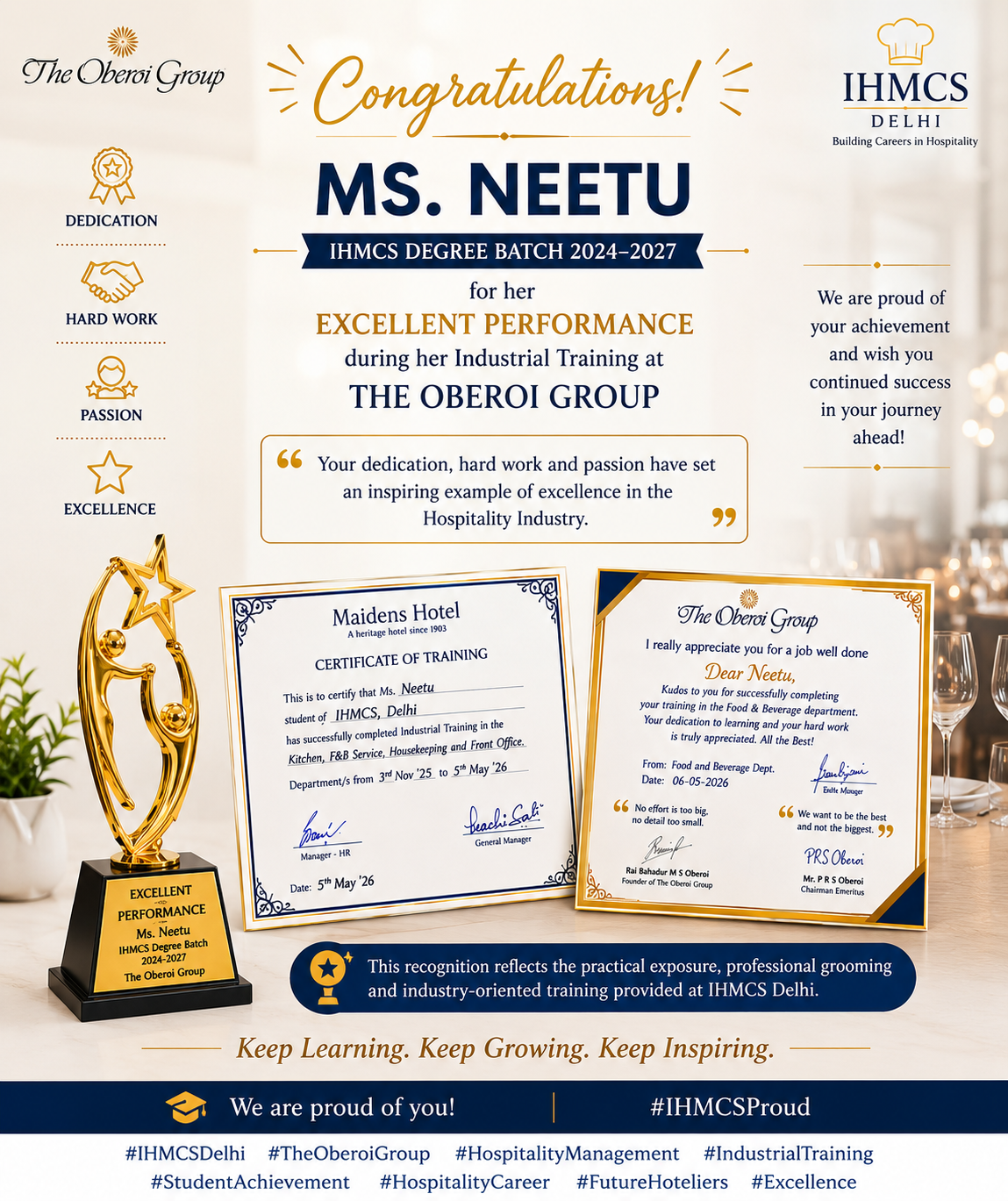 F&B Excellence Certificate